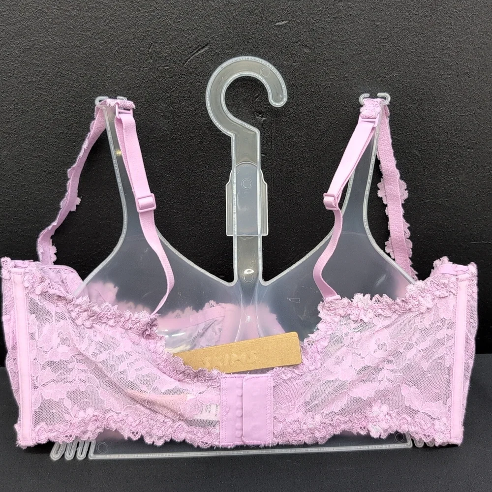 Skims Stretch Lace Unlined Demi Bra 34DDDD Baby Pink - Picture 4 of 12